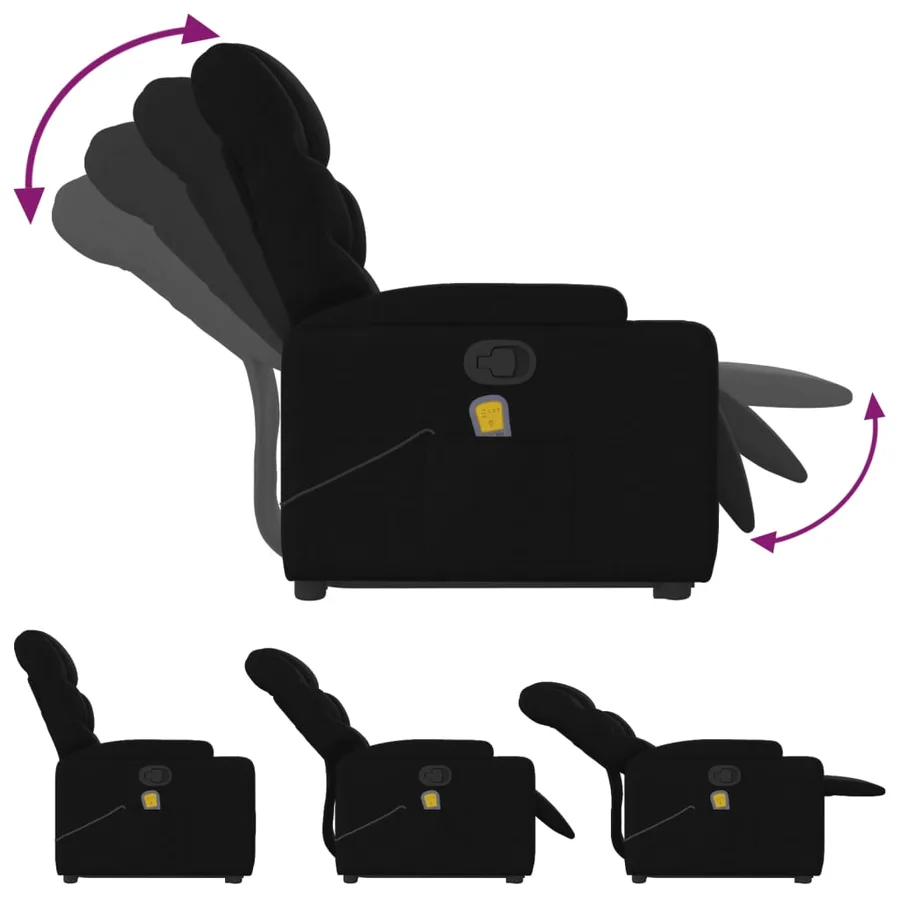 Fauteuil de massage inclinable Noir Tissu - 7
