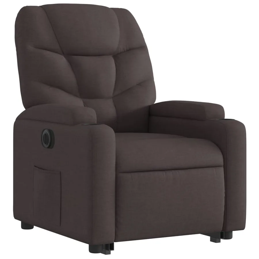 Fauteuil inclinable électrique marron foncé tissu - 4