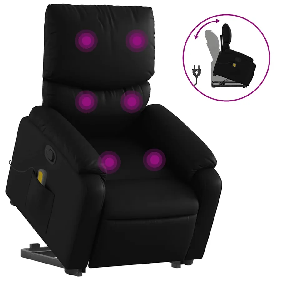 Fauteuil inclinable de massage Noir Similicuir - 2
