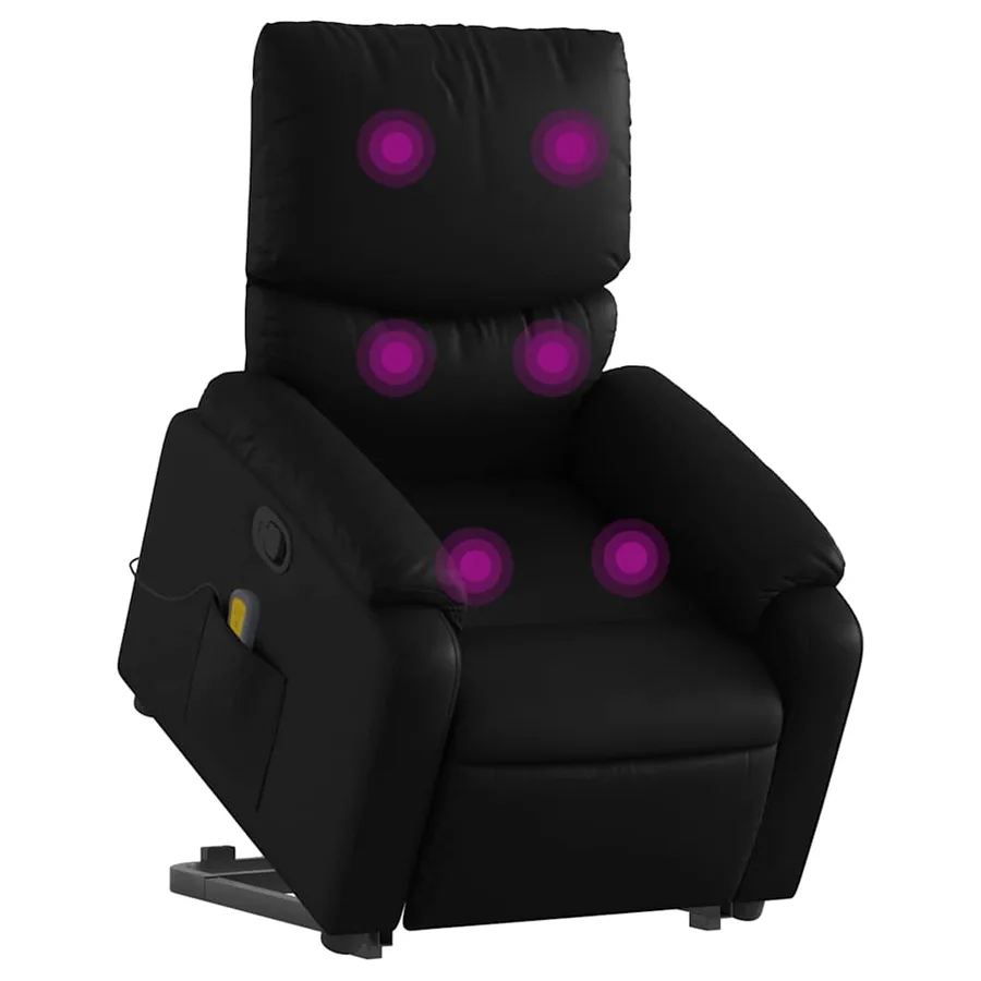 Fauteuil inclinable de massage Noir Similicuir - 3