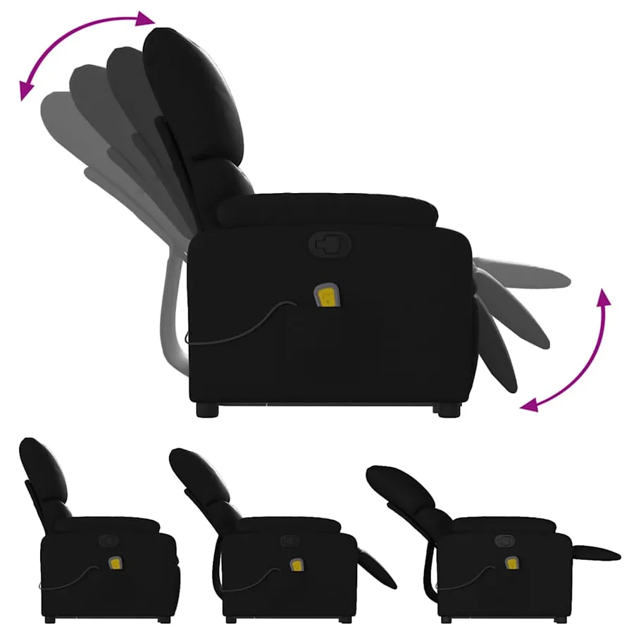 Fauteuil inclinable de massage Noir Similicuir - 7