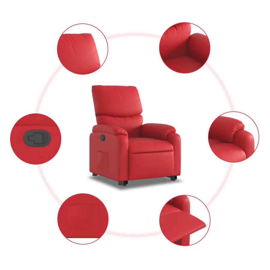 Fauteuil inclinable Rouge Similicuir - 8