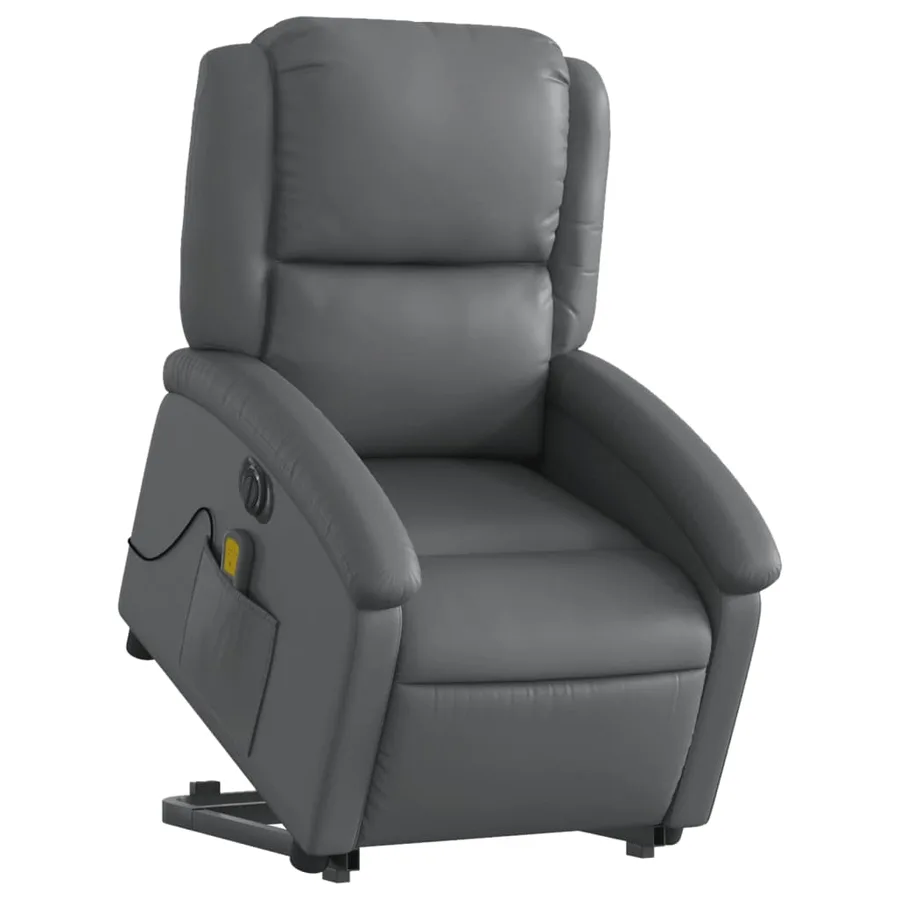 Fauteuil inclinable de massage électrique gris similicuir - 3