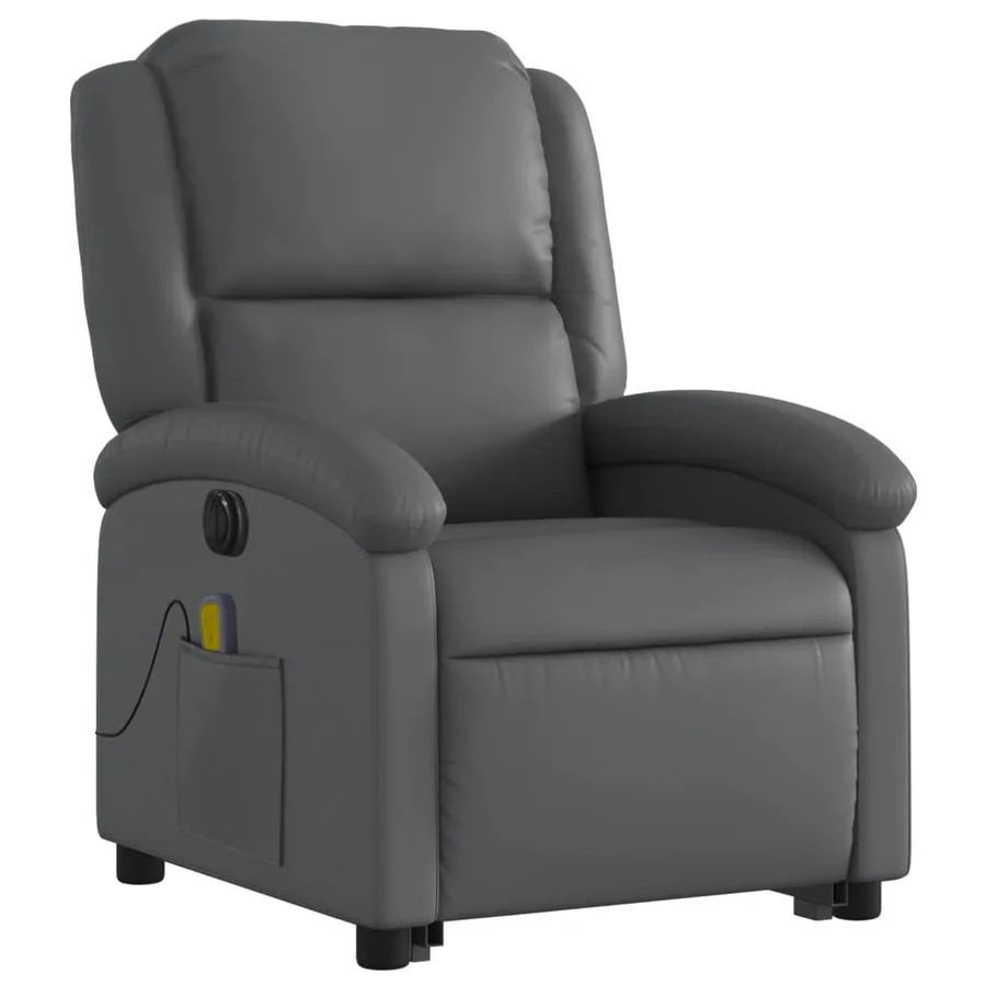 Fauteuil inclinable de massage électrique gris similicuir - 4