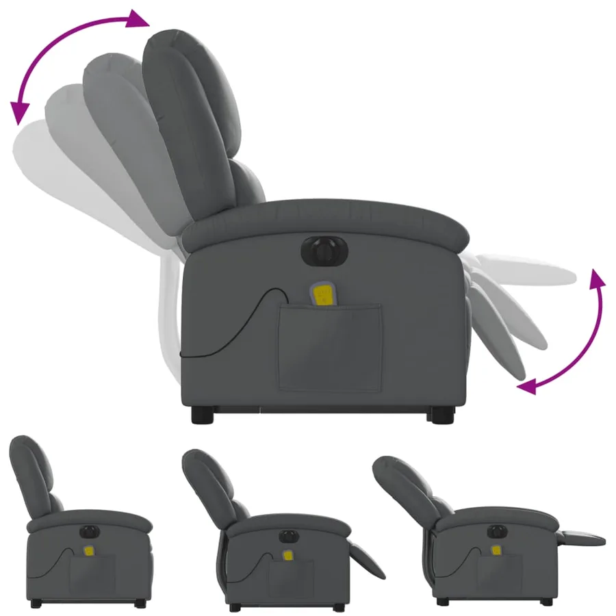 Fauteuil inclinable de massage électrique gris similicuir - 7