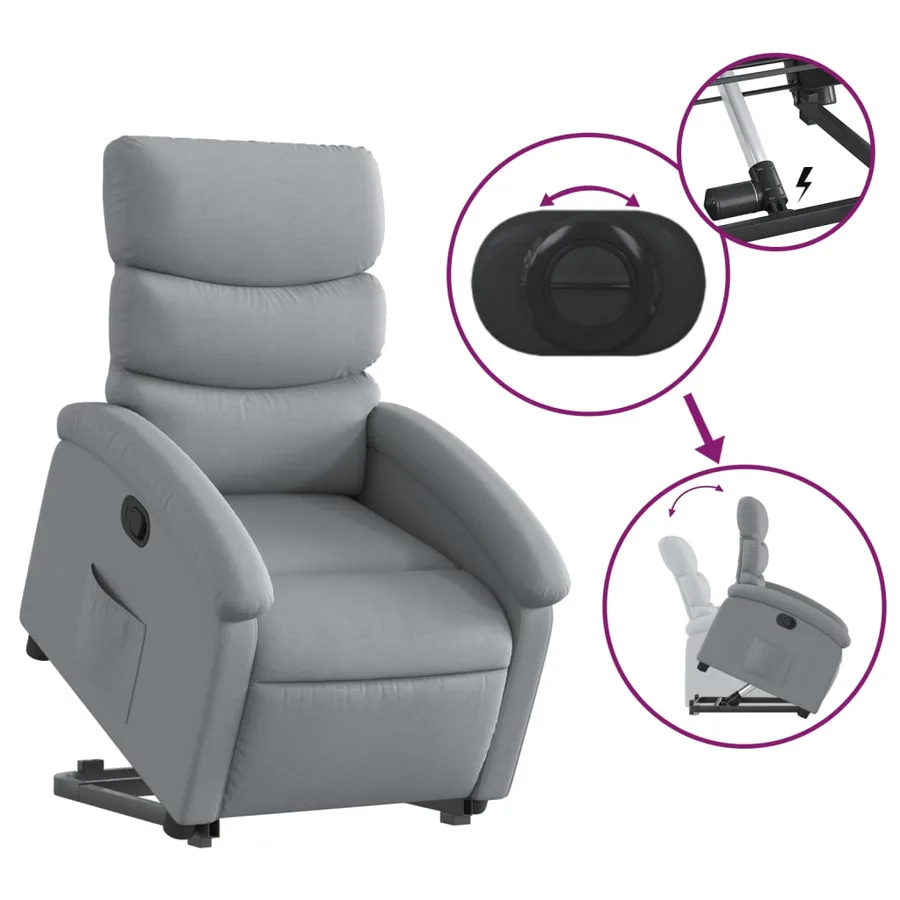 Fauteuil inclinable Gris clair Tissu - 6