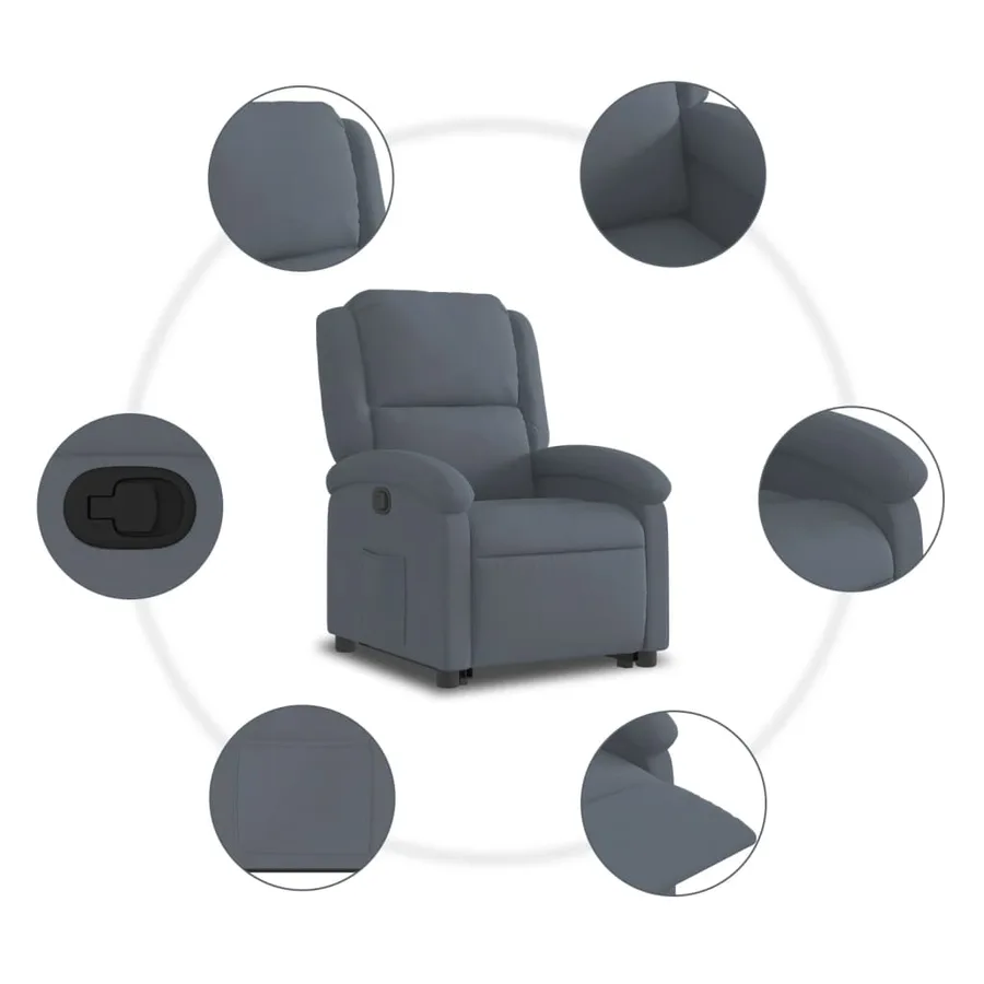 Fauteuil inclinable Gris foncé Velours - 8