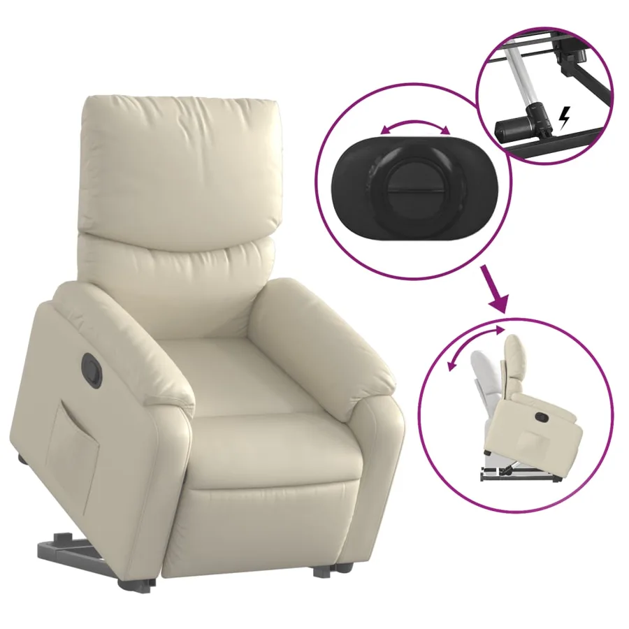 Fauteuil inclinable Crème Similicuir - 6