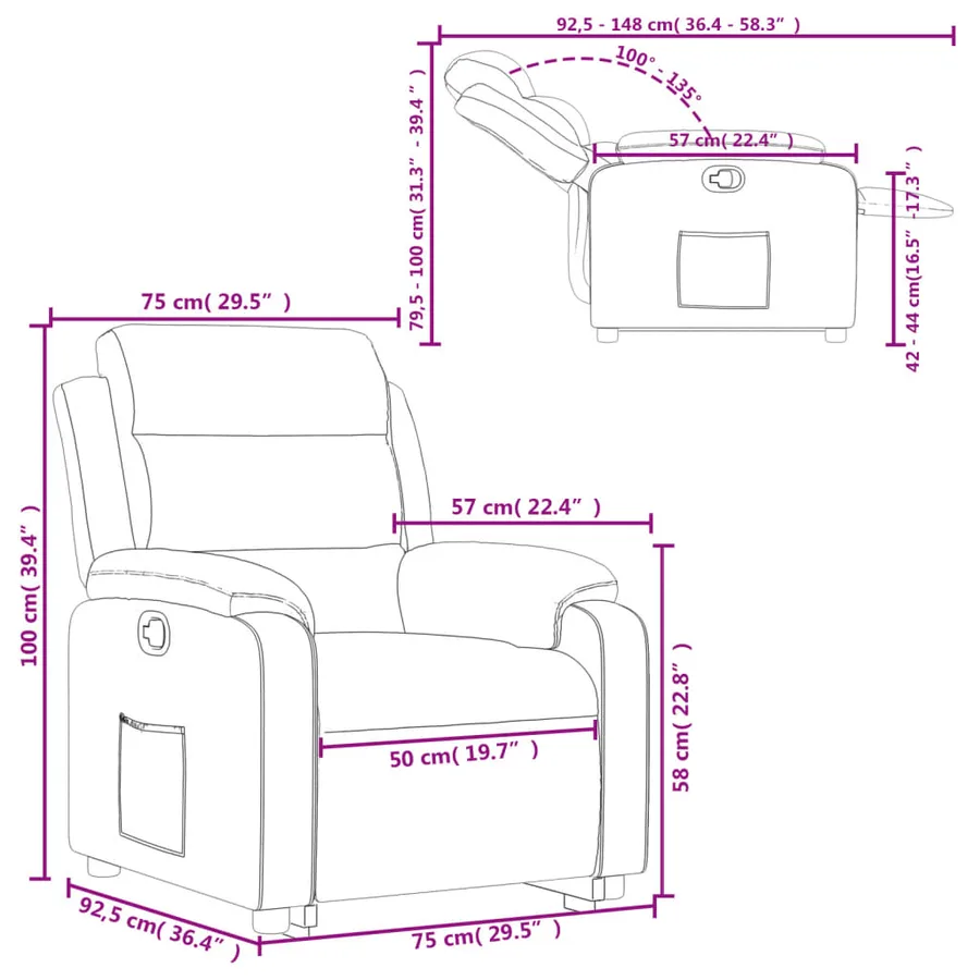 Fauteuil inclinable Gris clair Tissu - 16