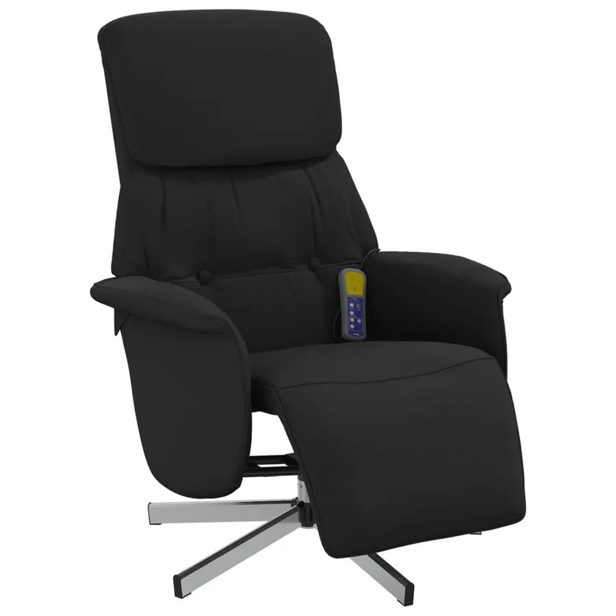Fauteuil inclinable de massage avec repose-pieds noir tissu - 3