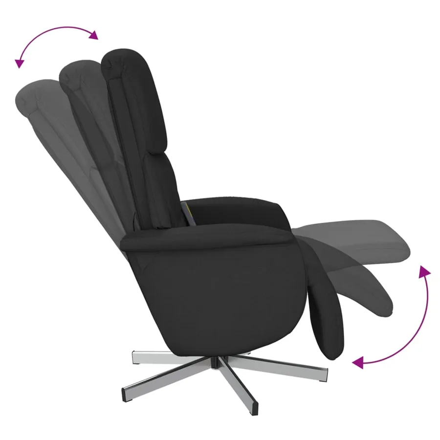 Fauteuil inclinable de massage avec repose-pieds noir tissu - 7