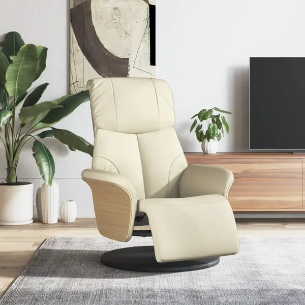 Fauteuil inclinable avec repose-pieds crème similicuir