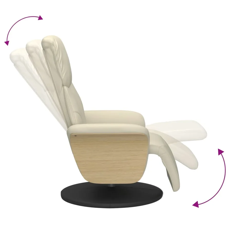 Fauteuil inclinable avec repose-pieds crème similicuir - 6