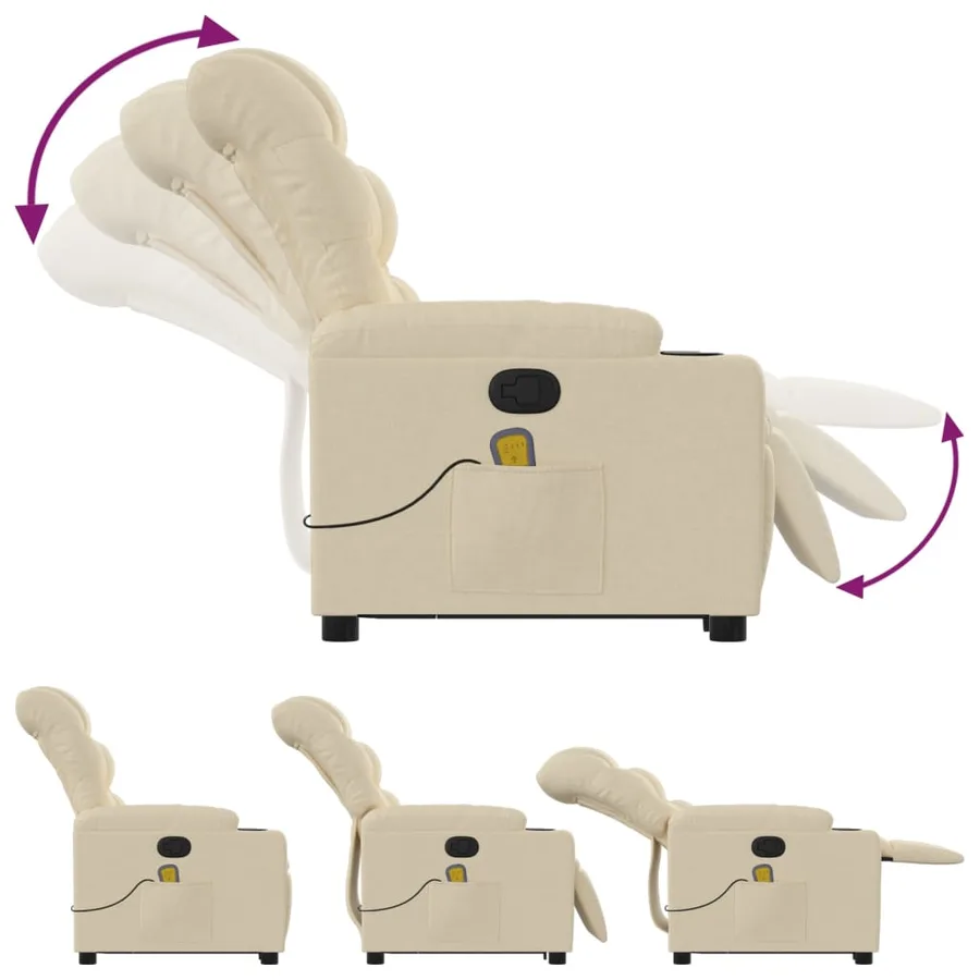 Fauteuil inclinable de massage Crème Tissu - 7