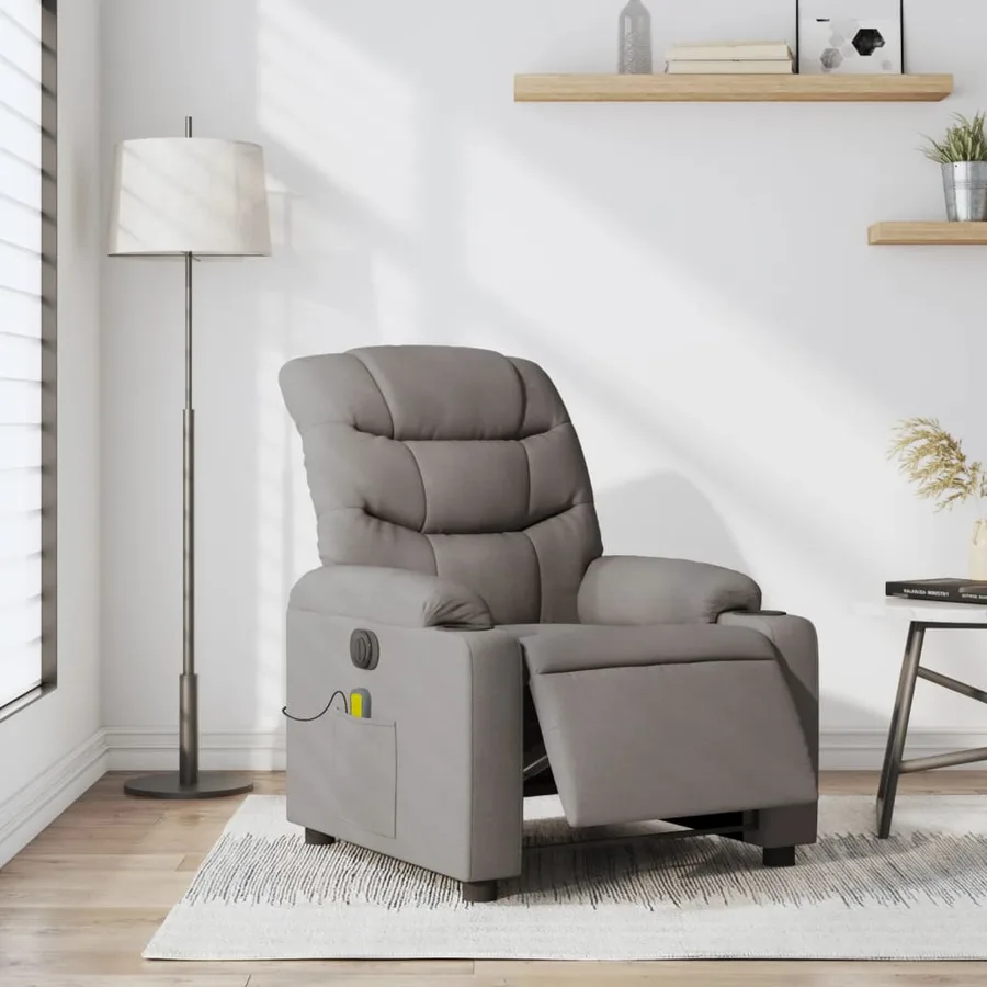 Fauteuil de massage inclinable électrique Taupe Tissu - 16