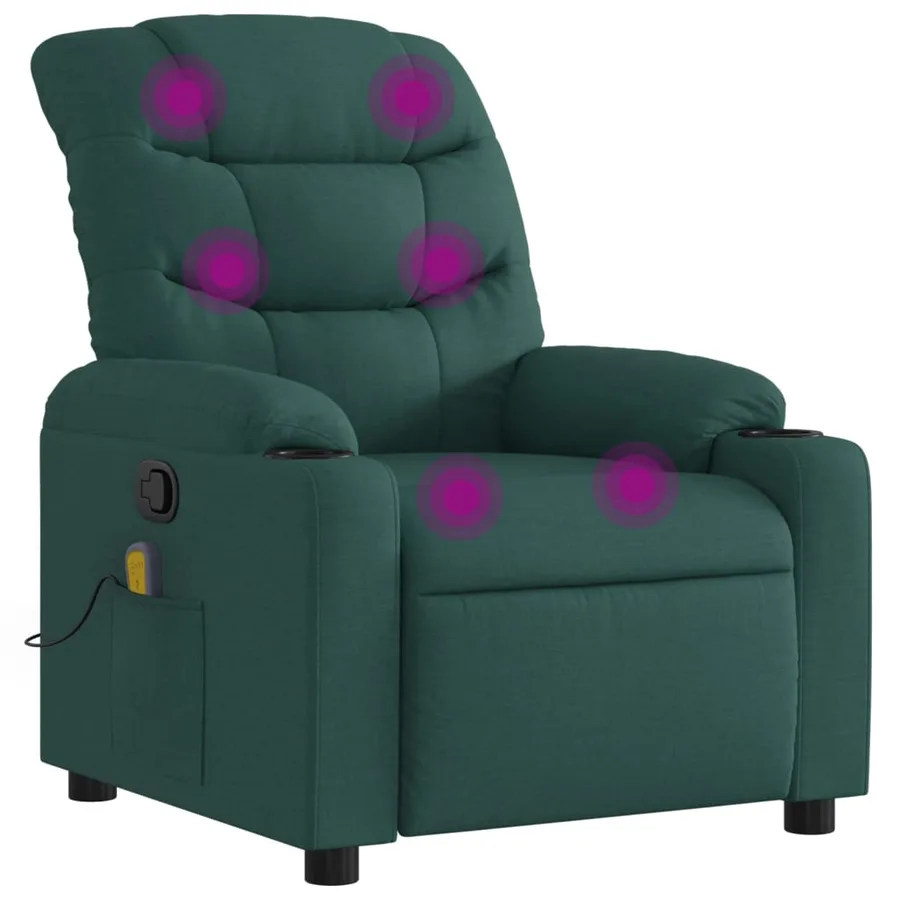 Fauteuil inclinable de massage vert foncé tissu - 2