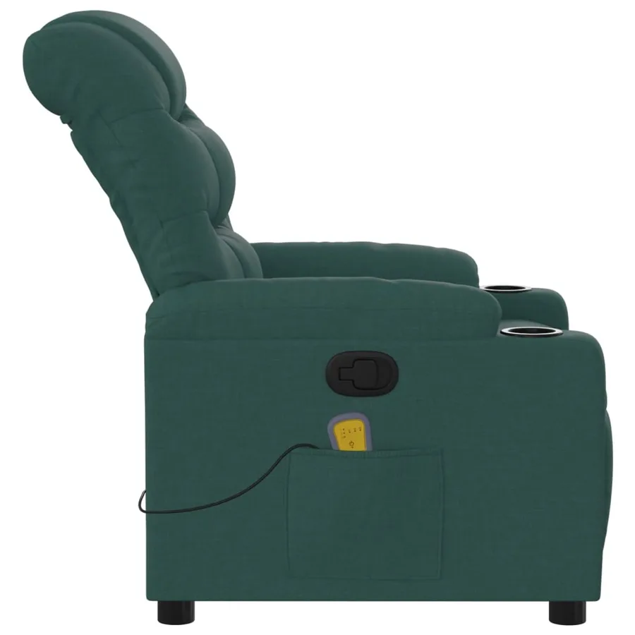 Fauteuil inclinable de massage vert foncé tissu - 8