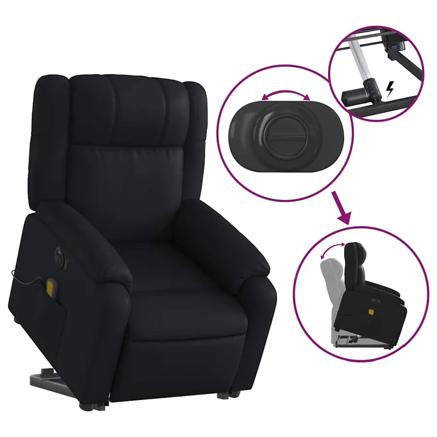 Fauteuil inclinable de massage électrique noir similicuir - 11