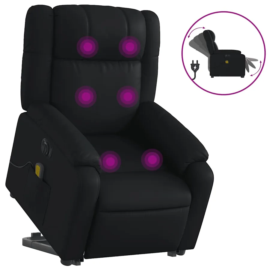 Fauteuil inclinable de massage électrique noir similicuir - 2