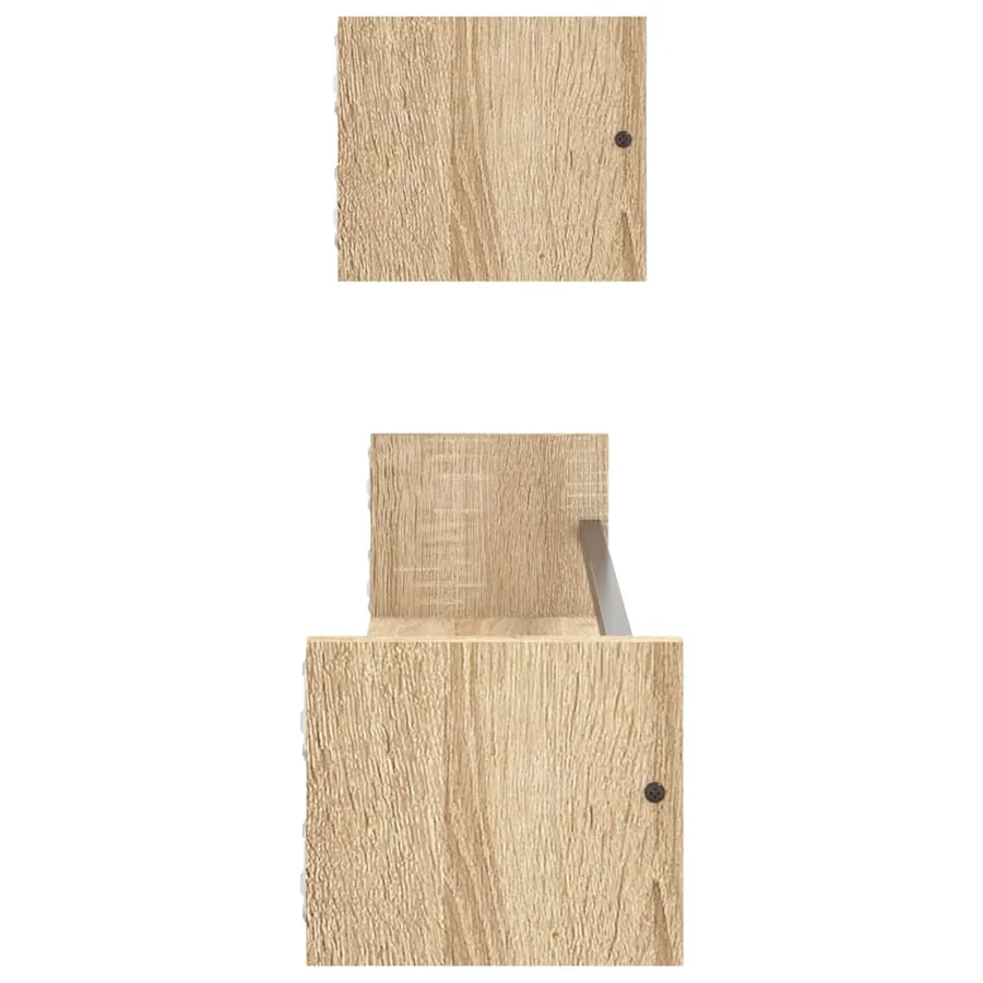 Étagères murales avec barres 2 pcs chêne sonoma 80x16x14 cm - 5