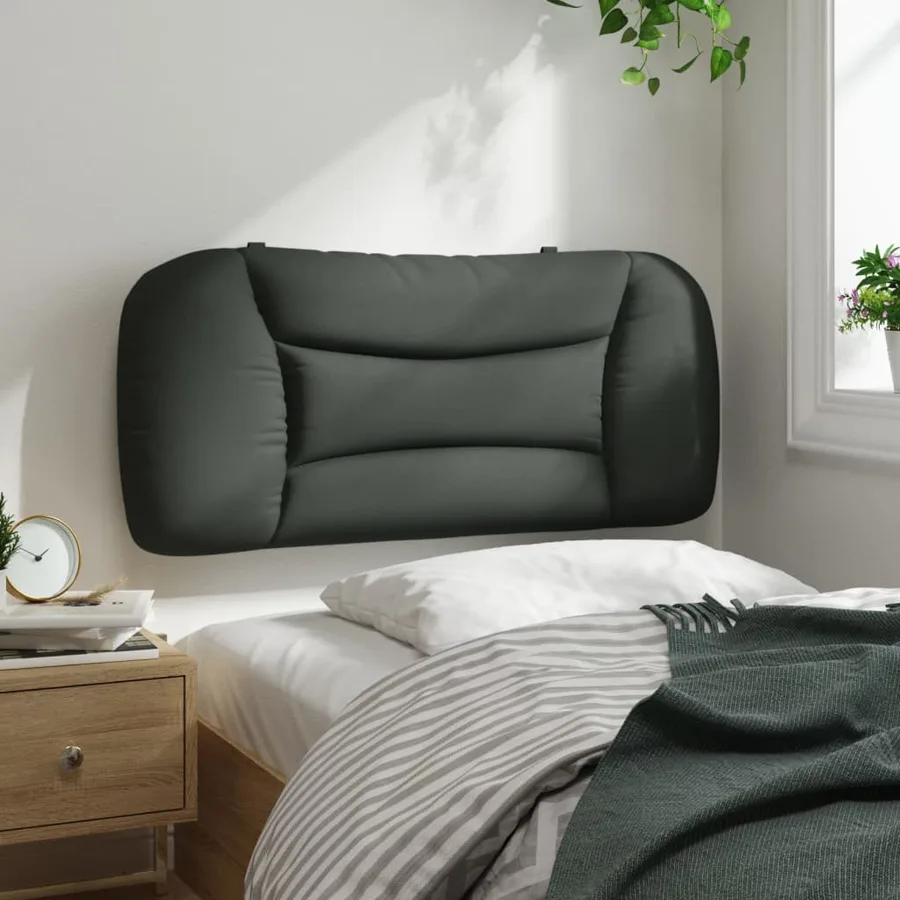 Coussin de tête de lit Hvar gris foncé 80 cm tissu - 4