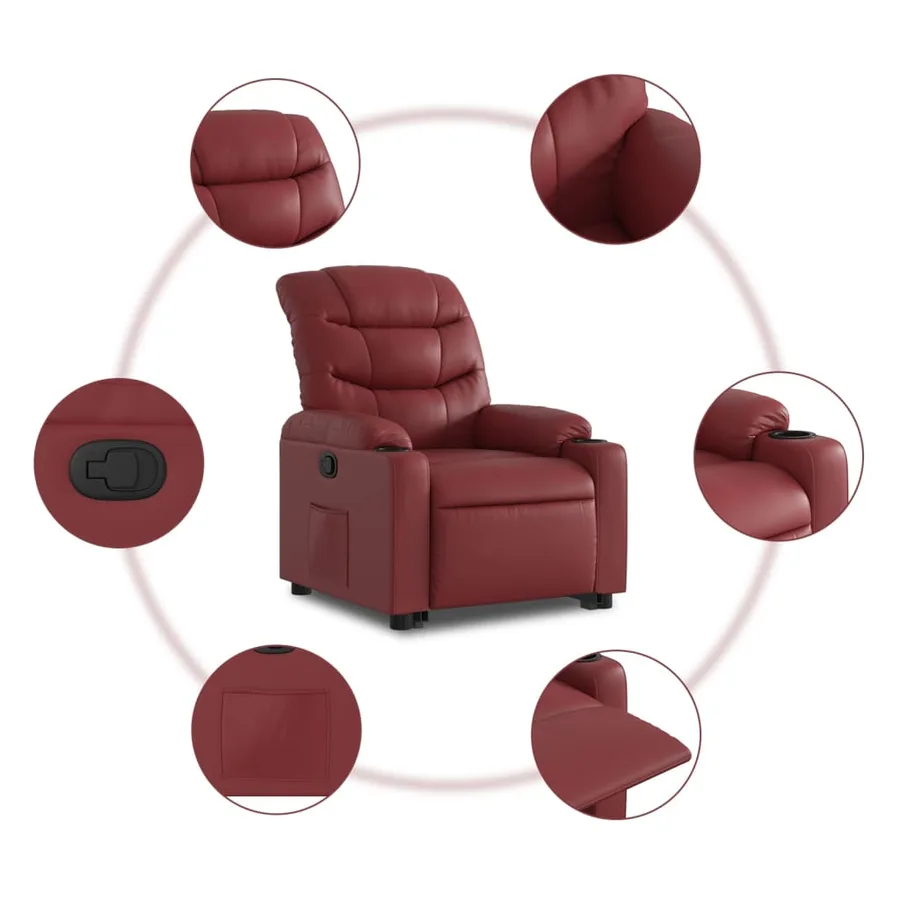 Fauteuil inclinable Rouge bordeaux Similicuir - 8