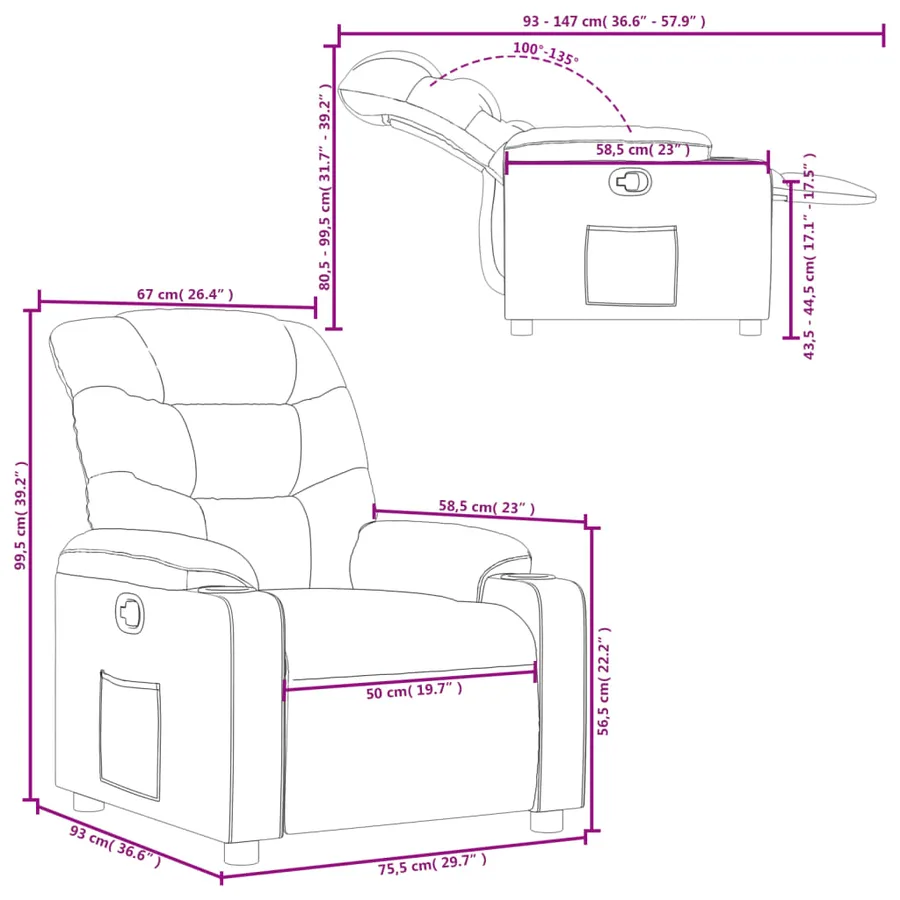 Fauteuil inclinable Cappuccino Similicuir - 11