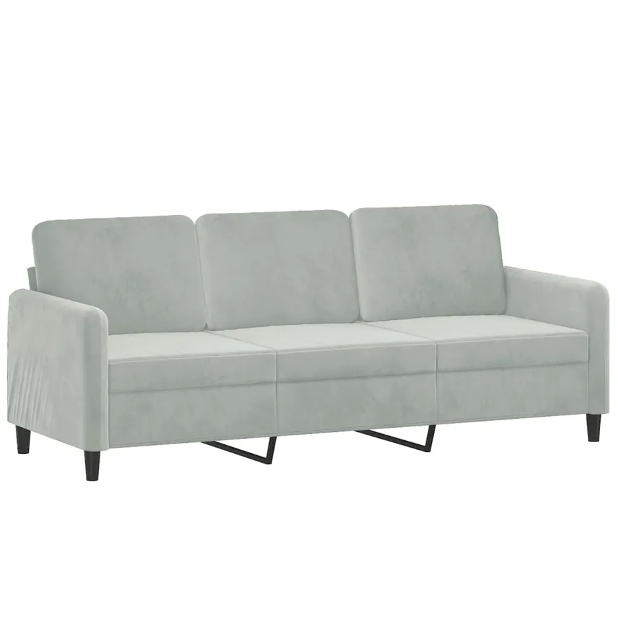 Canapé à 3 places Gris clair 180 cm Velours - 2