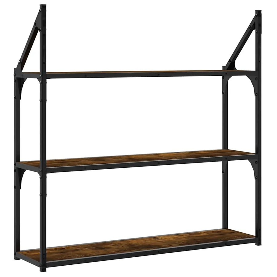 Étagère murale 3 niveaux chêne fumé 80x21x78,5 cm - 6