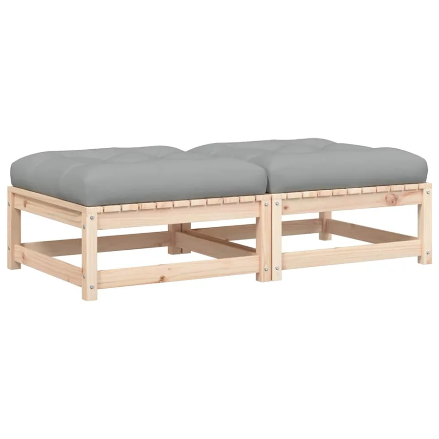 Repose-pieds de jardin avec coussins 2 pcs bois de pin massif - 2