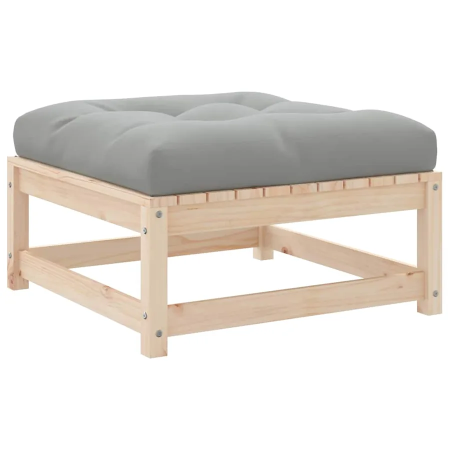 Repose-pieds de jardin avec coussins 2 pcs bois de pin massif - 8