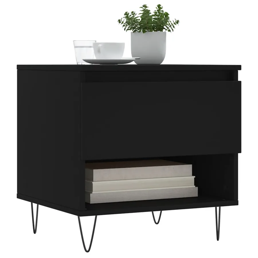 Table basse noir 50x46x50 cm bois d’ingénierie - 3
