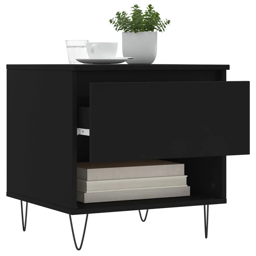 Table basse noir 50x46x50 cm bois d’ingénierie - 4