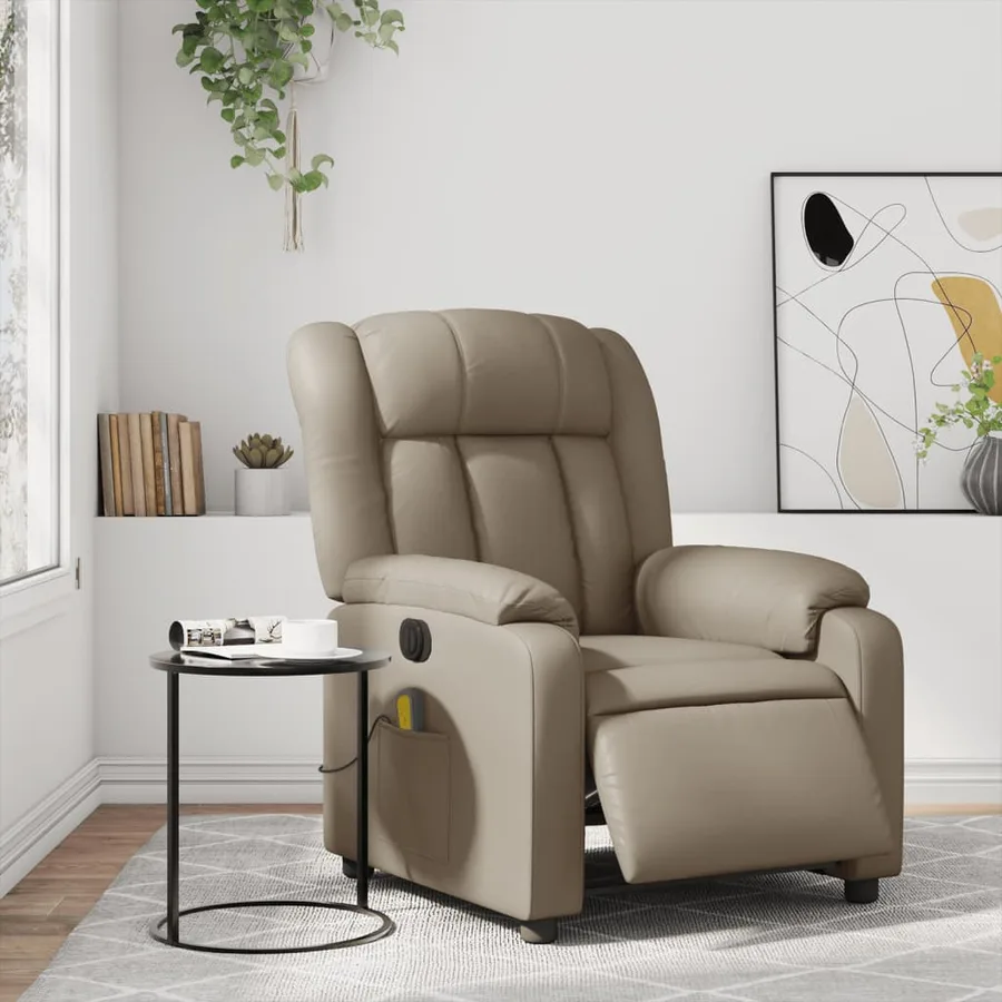 Fauteuil de massage inclinable électrique cappuccino similicuir - 16