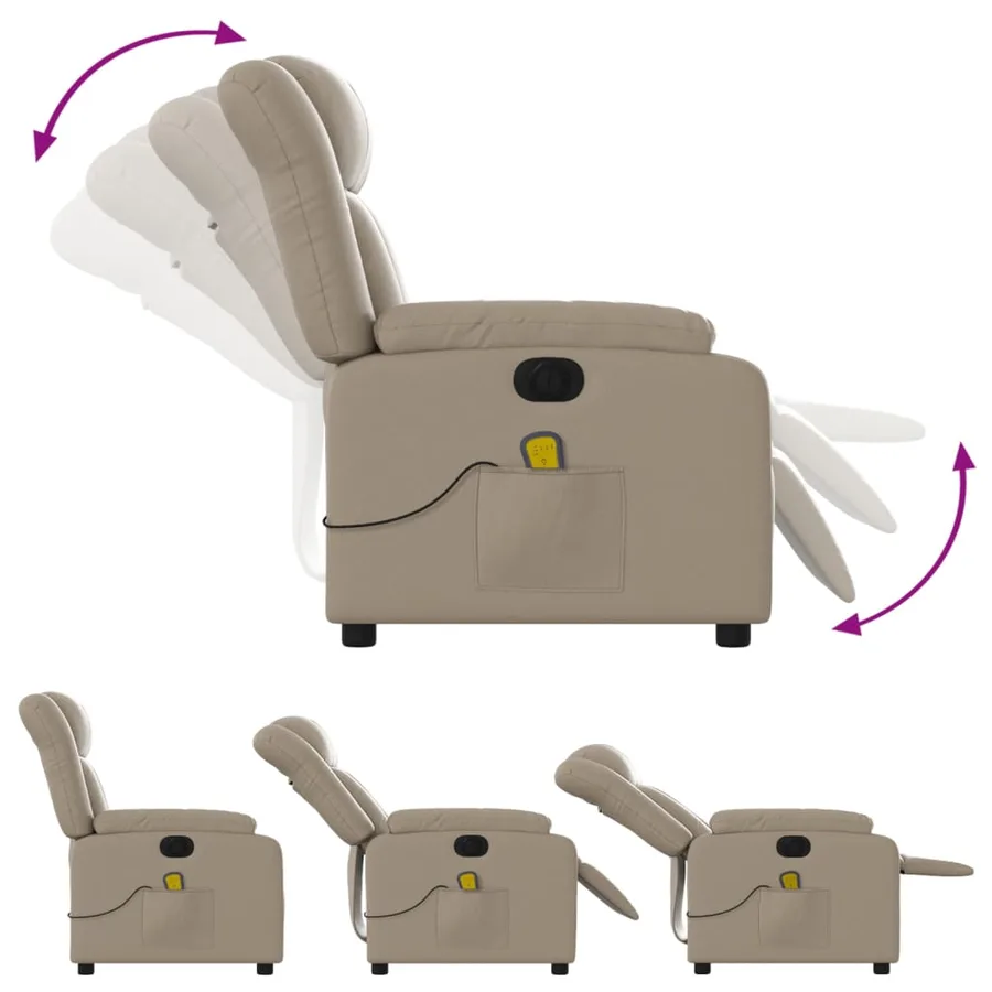 Fauteuil de massage inclinable électrique cappuccino similicuir - 7