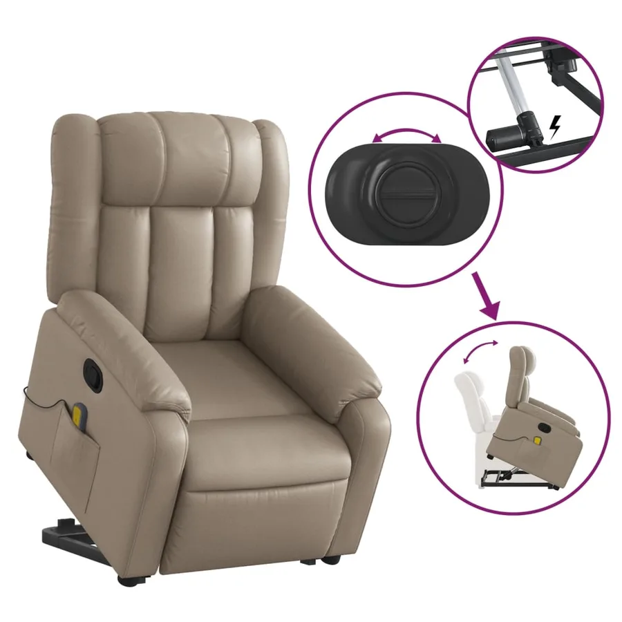 Fauteuil inclinable de massage Cappuccino Similicuir - 6