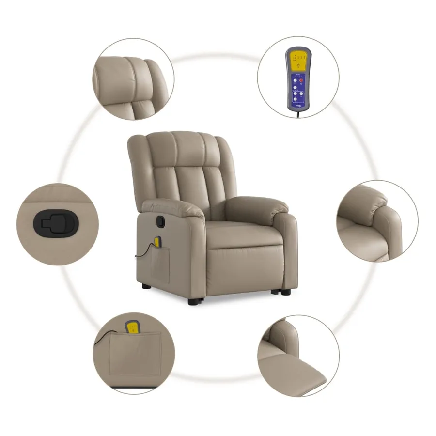Fauteuil inclinable de massage Cappuccino Similicuir - 8