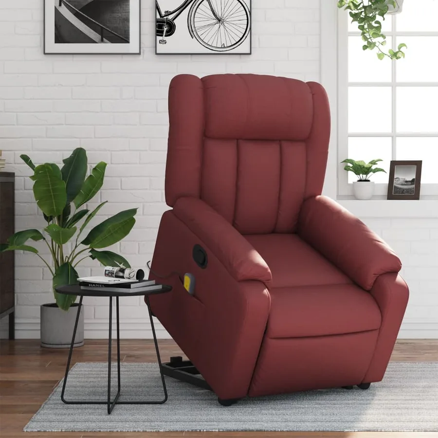 Fauteuil inclinable de massage Rouge bordeaux Similicuir - 16