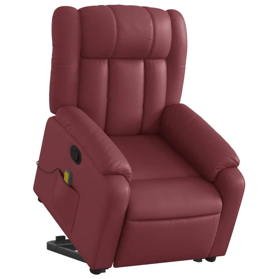 Fauteuil inclinable de massage Rouge bordeaux Similicuir - 3