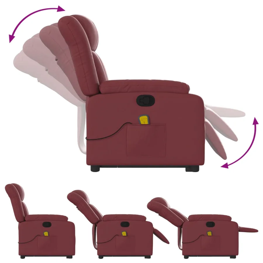 Fauteuil inclinable de massage Rouge bordeaux Similicuir - 7