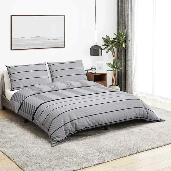 Ensemble de housse de couette Gris 200x220 cm Coton