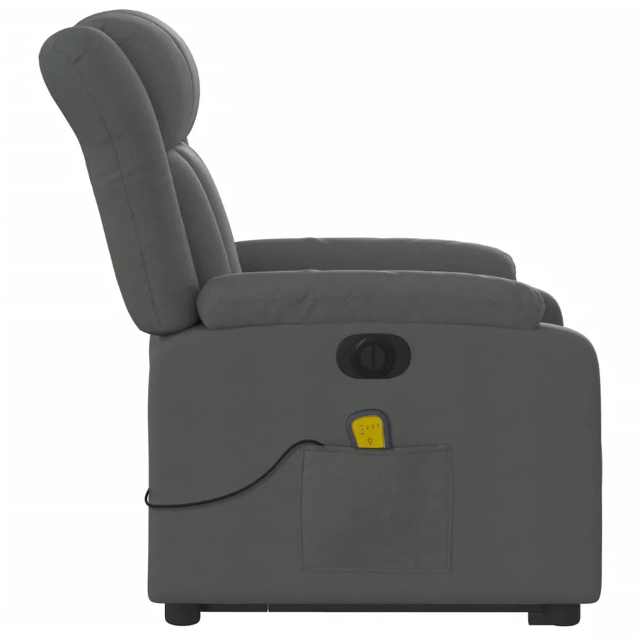 Fauteuil inclinable de massage électrique Gris foncé Tissu - 10