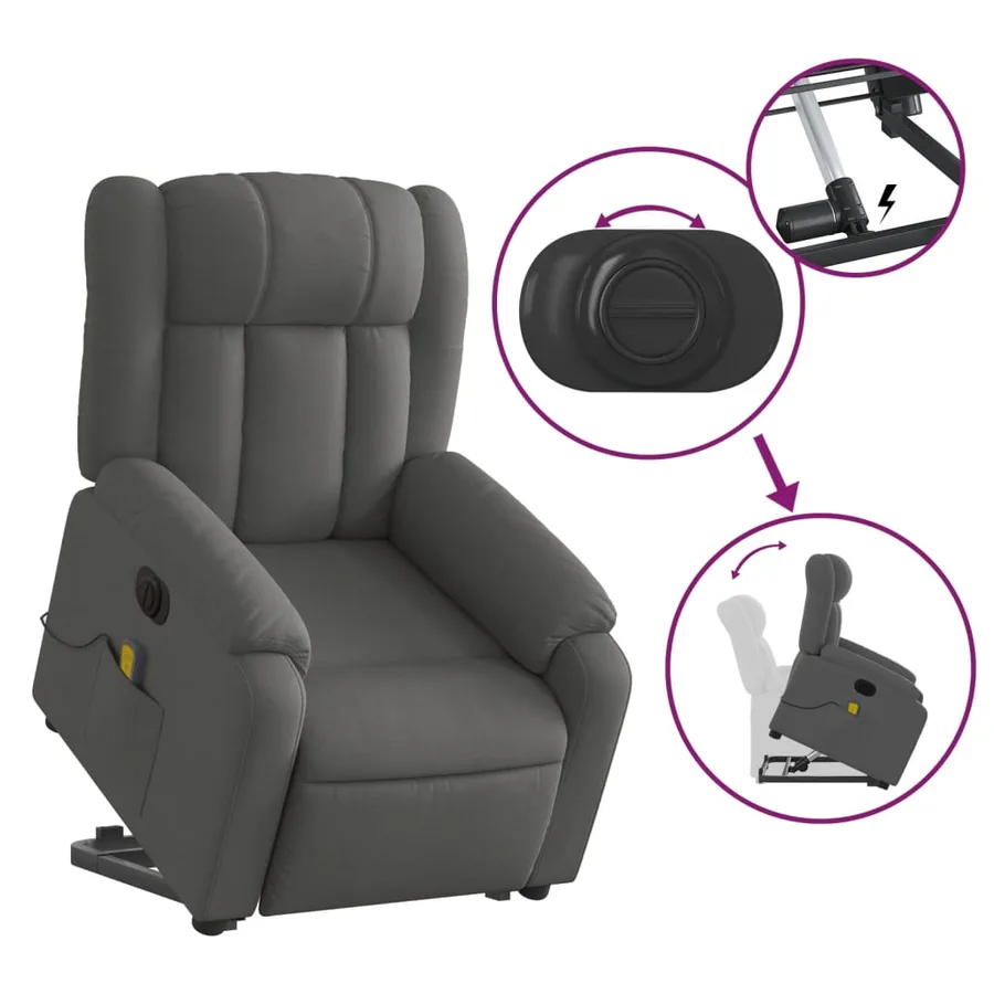 Fauteuil inclinable de massage électrique Gris foncé Tissu - 11