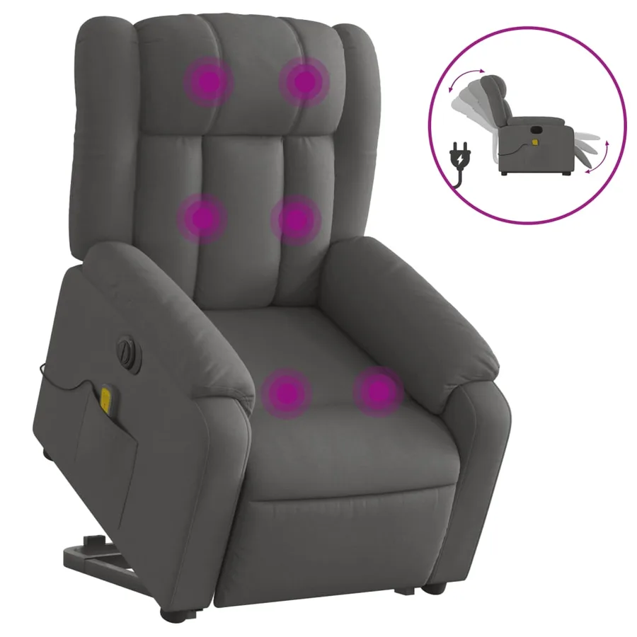 Fauteuil inclinable de massage électrique Gris foncé Tissu - 2