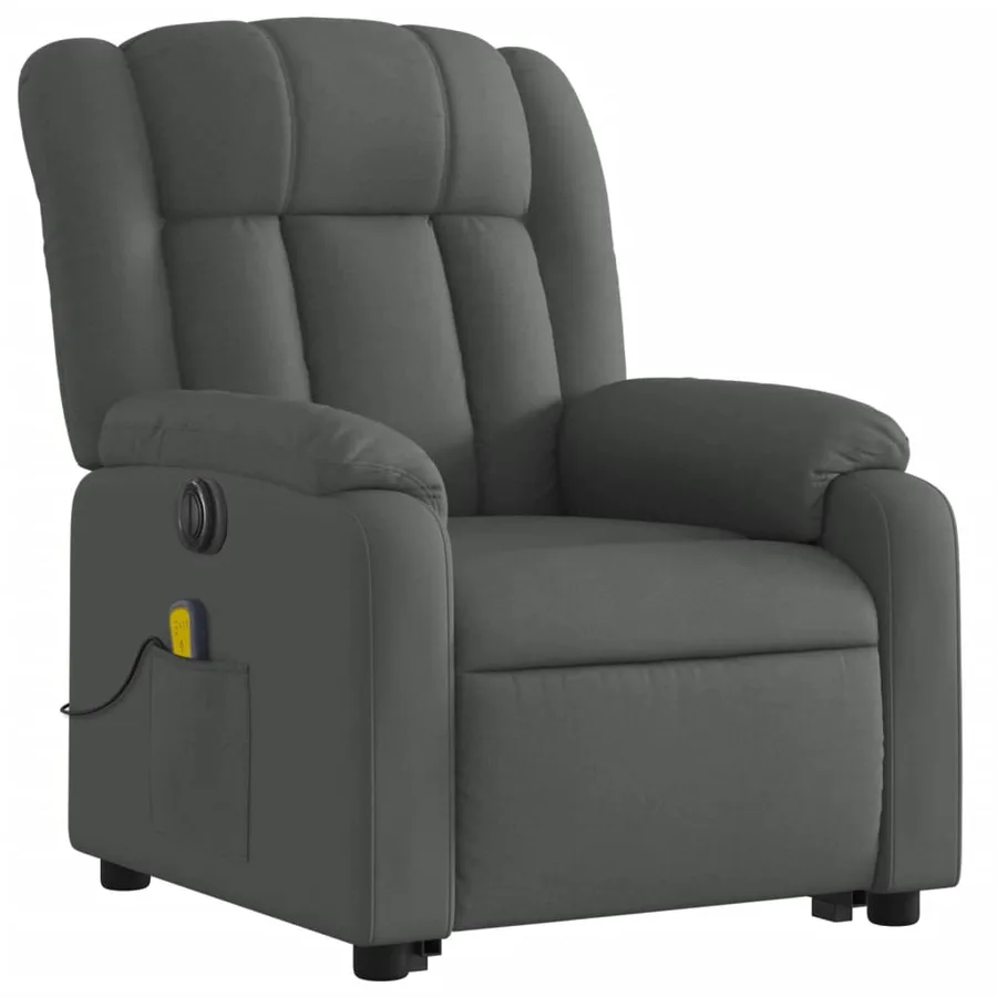 Fauteuil inclinable de massage électrique Gris foncé Tissu - 4