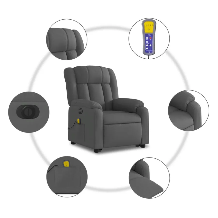 Fauteuil inclinable de massage électrique Gris foncé Tissu - 8