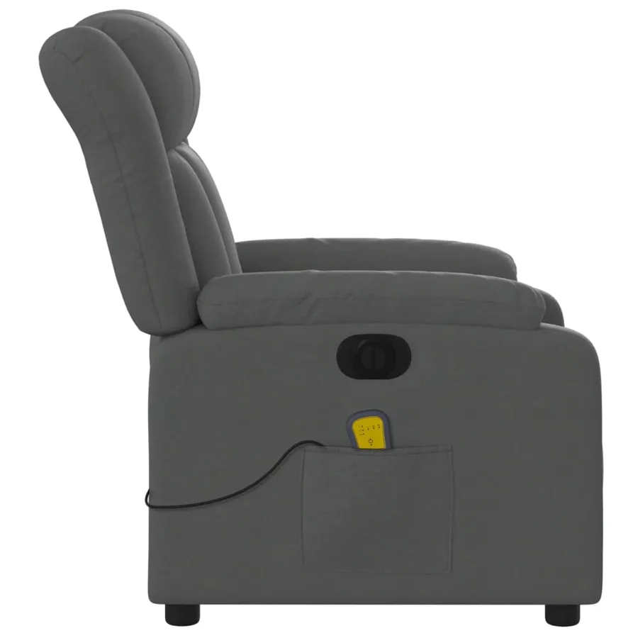 Fauteuil inclinable de massage électrique gris foncé tissu - 10