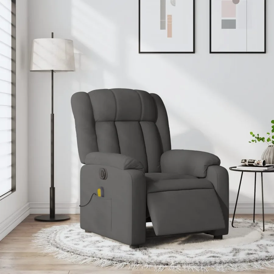 Fauteuil inclinable de massage électrique gris foncé tissu - 15