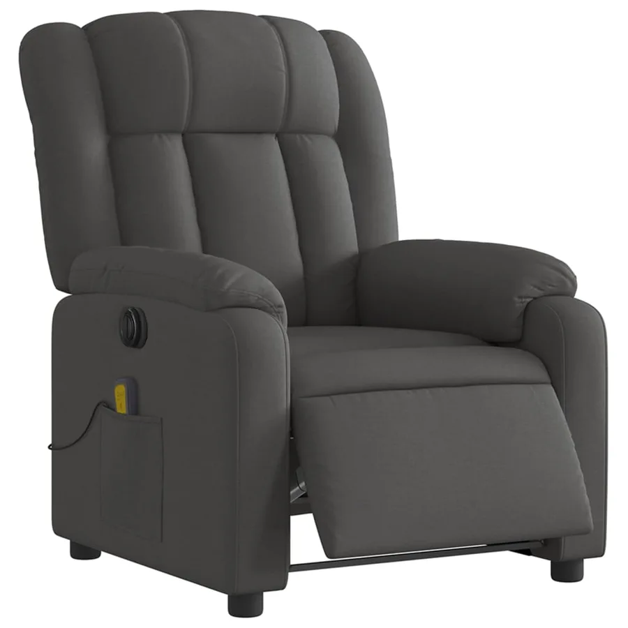 Fauteuil inclinable de massage électrique gris foncé tissu - 3
