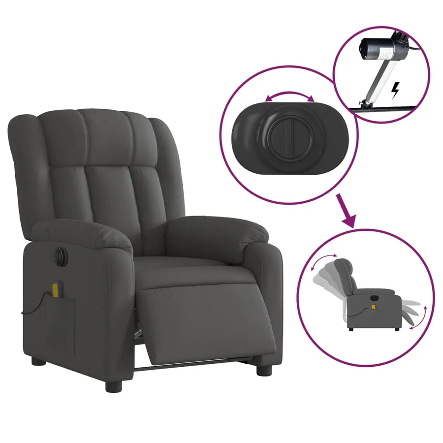 Fauteuil inclinable de massage électrique gris foncé tissu - 6